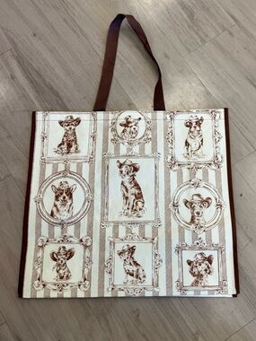 Reusable Shopping Bag Western Dog Print Eco Tote Brown Farmhouse